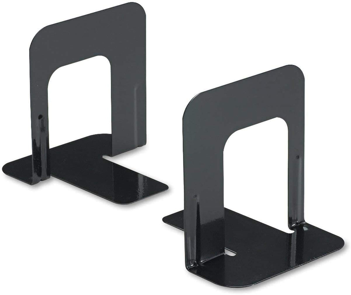 Economy Bookends, Nonskid, 4.75 x 5.25 x 5, Heavy Gauge Steel, Black, 1 Pair, Sold as 6 Pack