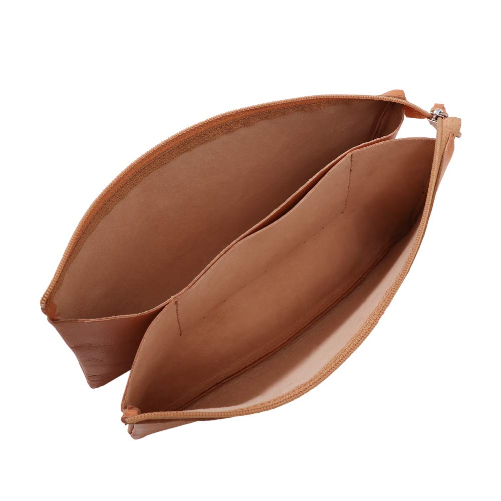 Clairefontaine - Ref 410002C - Cuir' Small Flat Pencil Case With 2 Compartments - 13 x 9cm, Made