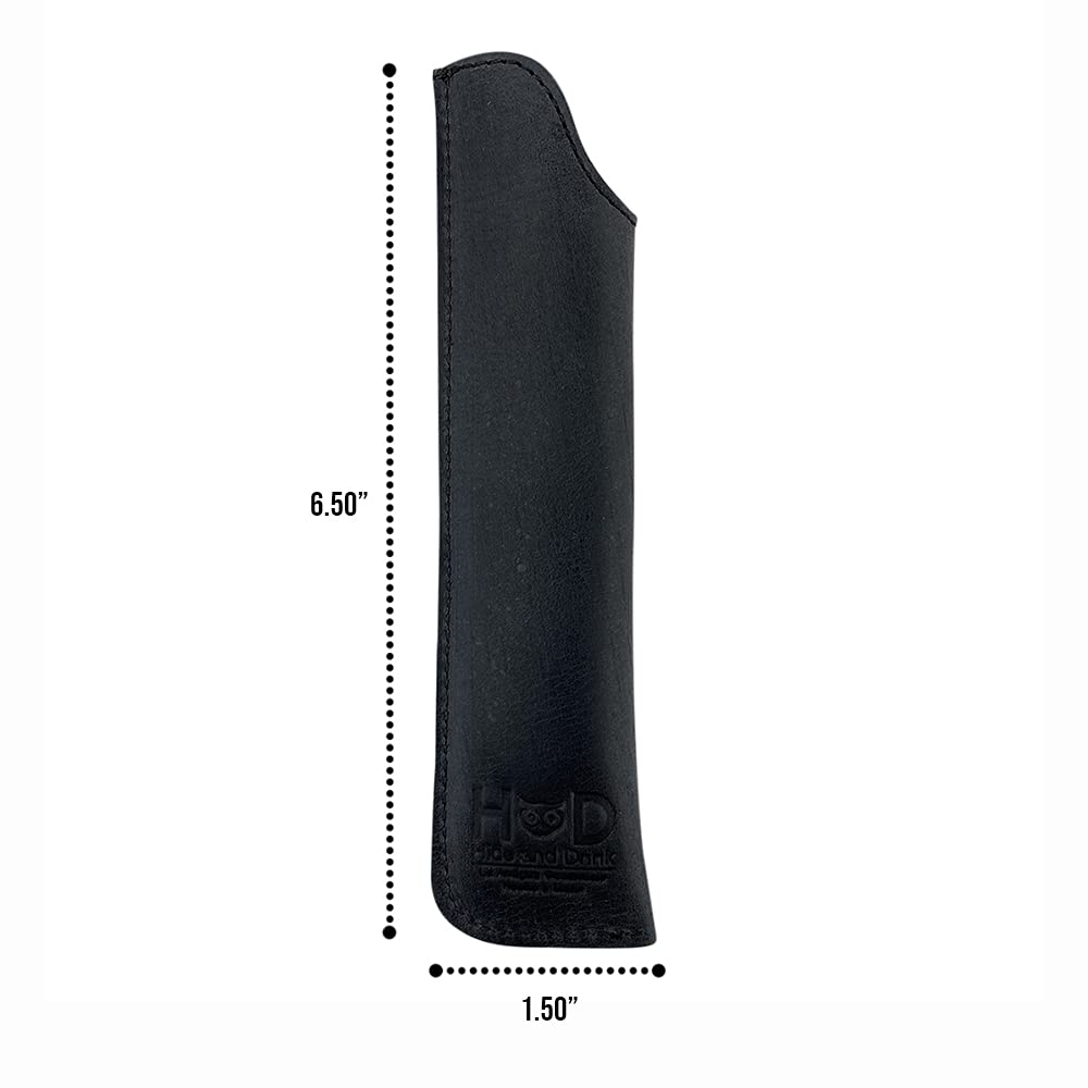 Hide & Drink, Pen Case Handmade from Full Grain Leather (Charcoal Black)
