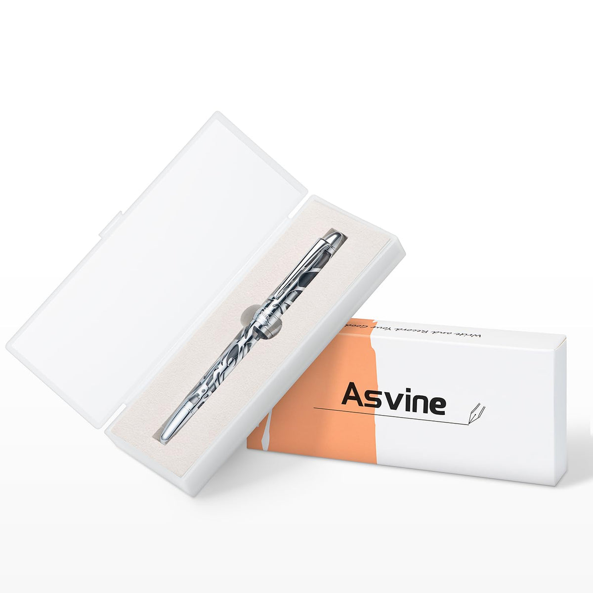 Asvine P80 Piston Filling Fountain Pen Extra Fine Nib, Spider Skeleton Transparent Gray Acrylic Pen