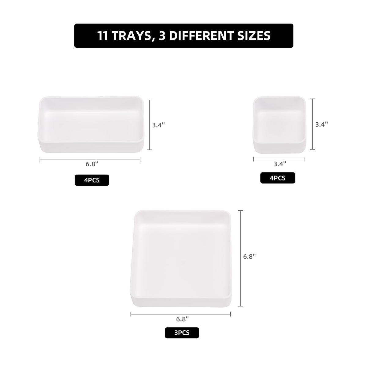 CHANCETSUI 11-Piece Stackable Drawer Organizer Set, Multi-size Desk Drawer Organizer Trays Vanity