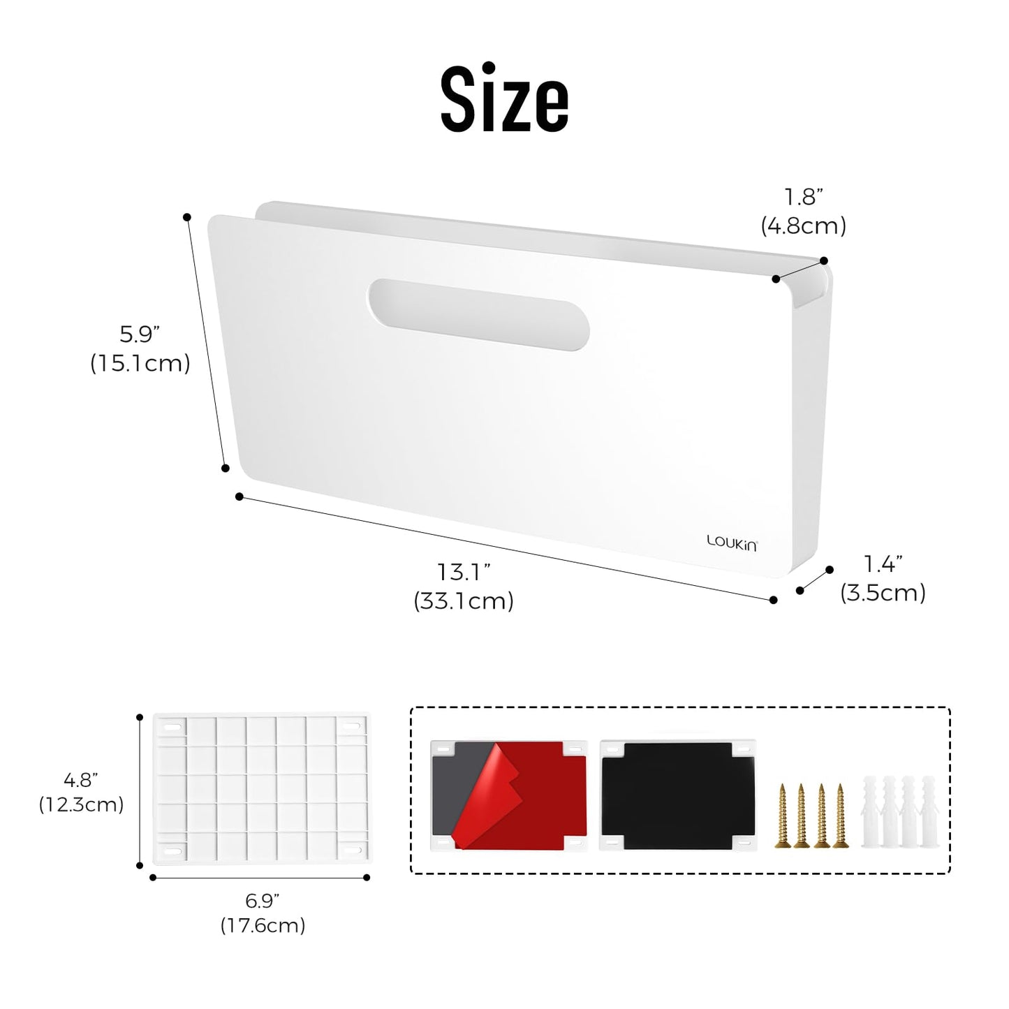 loukin Magnetic File Holder, Wall Mount Paper Organizer, 3 Mount Options