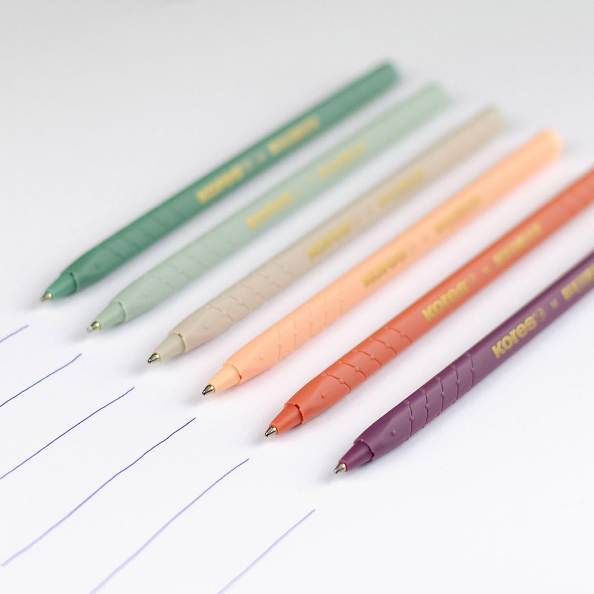 Kores - Vintage Style Ballpoint Pens - K0R-M, 1mm, Triangular, Fade Resistant, Semi-Gel Blue Ink