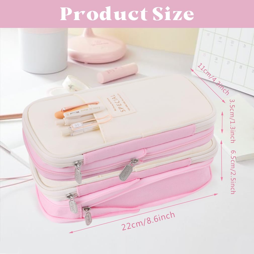 iSuperb Foldable Pencil Case Zipper Big Capacity Aesthetic Canvas Pencil Pouch Compartments