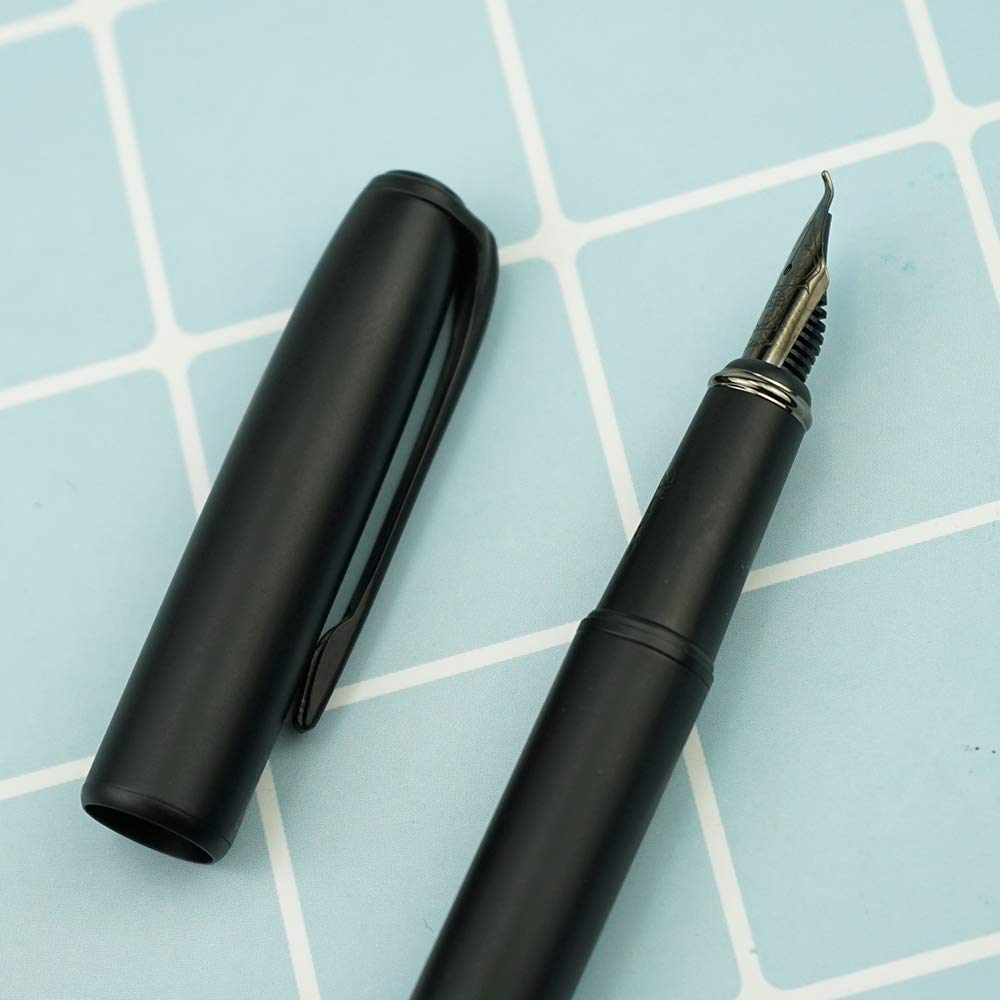 erofa Picasso 916 Matte Black Fountain Pen with Box - Titanium Black Bent Nib Calligraphy Gift Pen