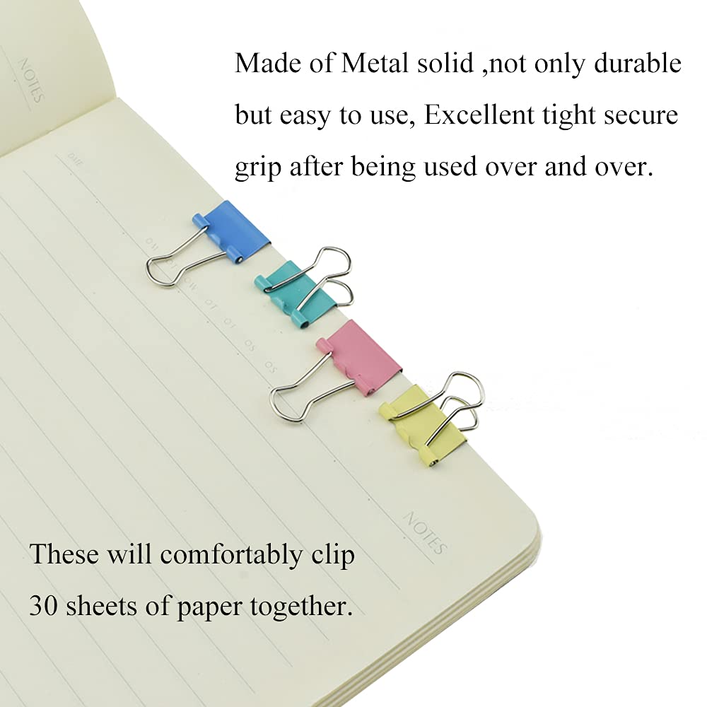 HAHIYO Binder Clips Paper Clamps Spring Steel Sturdy Mini 0.59 inches Width 0.18 Inch Capacity No