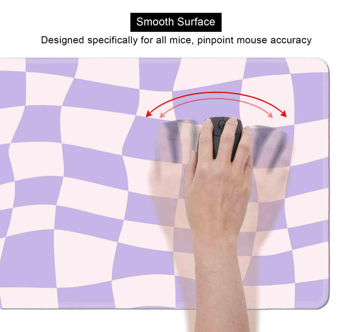 Pastel Purple Desk mat, Checkered Pattern Large Mouse Pad, Protector Pad Writing Mat for Work Home