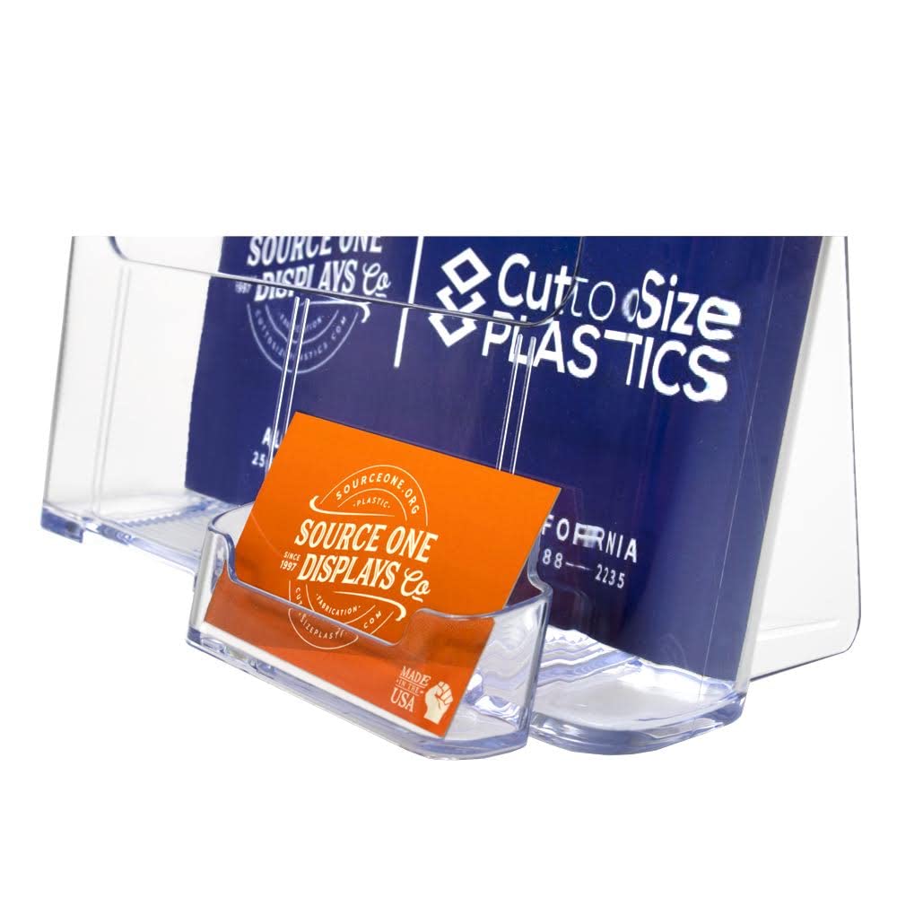 Source One Large Brochure Holder 8.5 x 11 Inches with Business Card Holder (8 Pack, Clear)