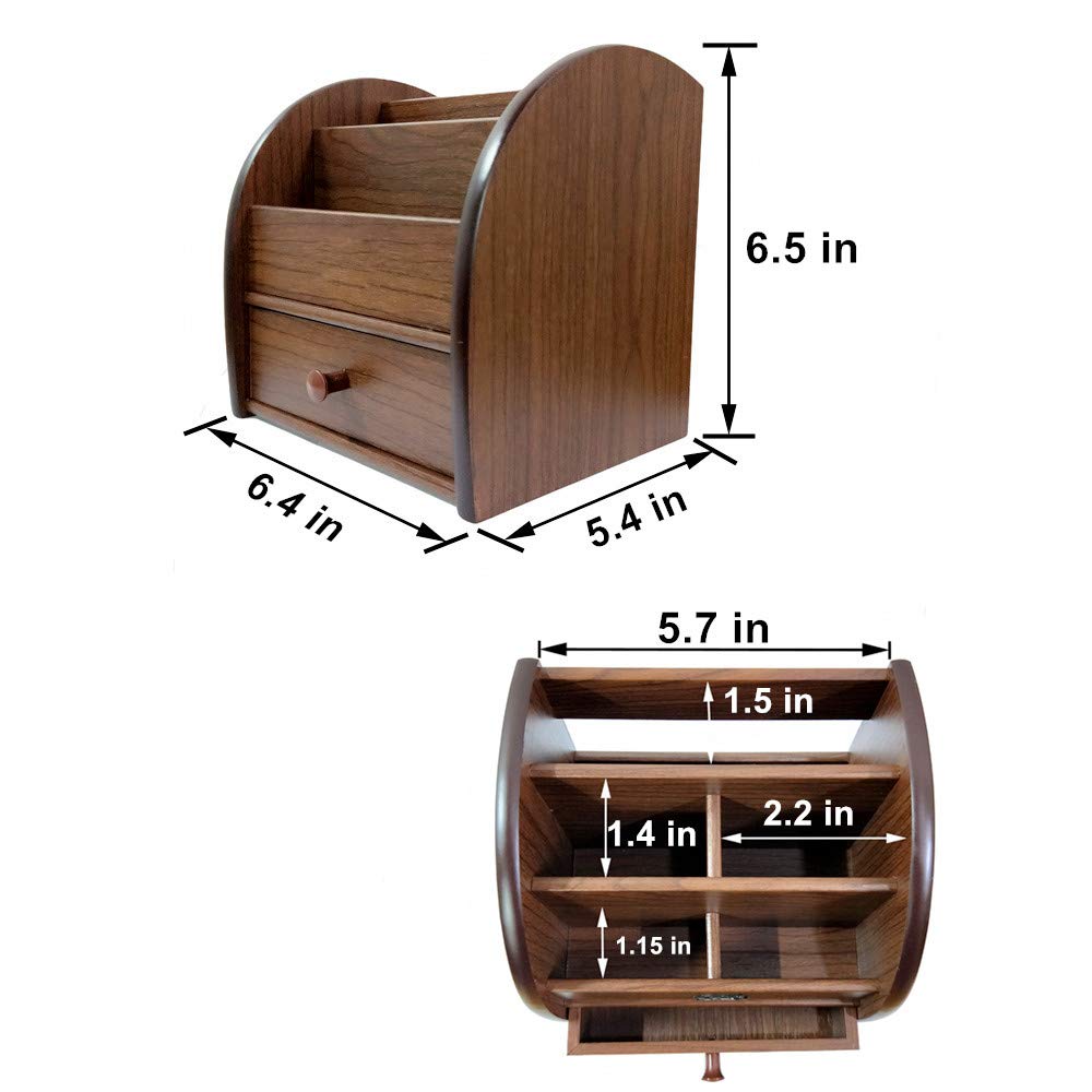 N Remote control storage organizer with drawer wood office Stationery organization pen holder Daily