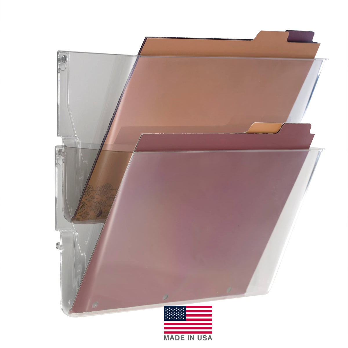 Officemate Letter-Size Wall Files, 2-Pack, Clear Wall-Mountable Plastic Document Organizer for