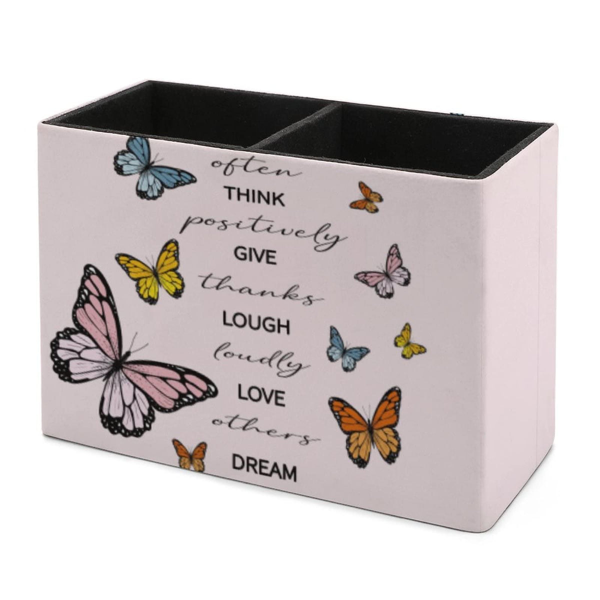 Niapessel Pencil Holder for Desk, Positive Quote Butterflies Pen Holder Storage Desktop Pen