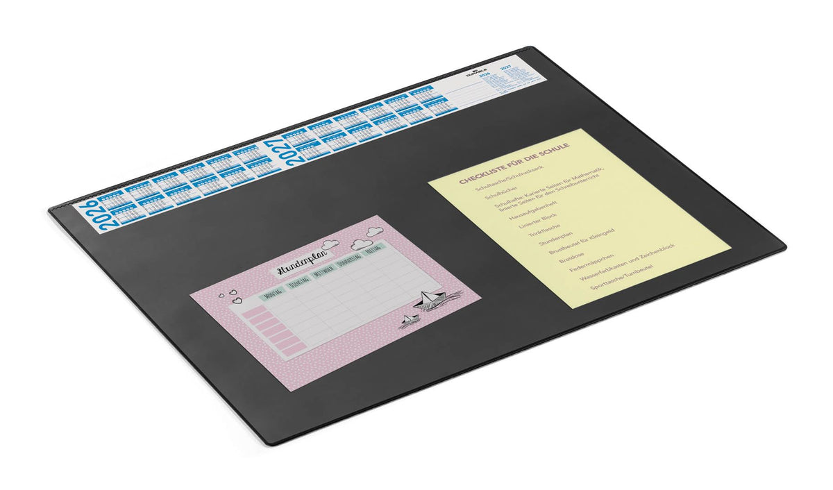 Durable Desk Pad with Calendar, 20-1/2 x 25-1/2 Inches, Black (720401)
