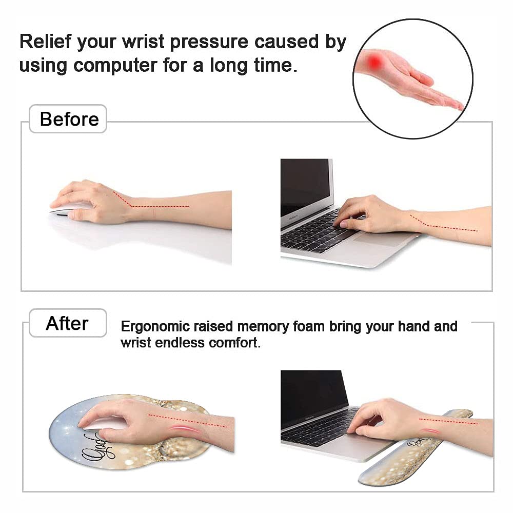 Keyboard Wrist Rest and Mouse Pad Wrist Rest Support Set with Coasters, Non-Slip PU Base for Gaming