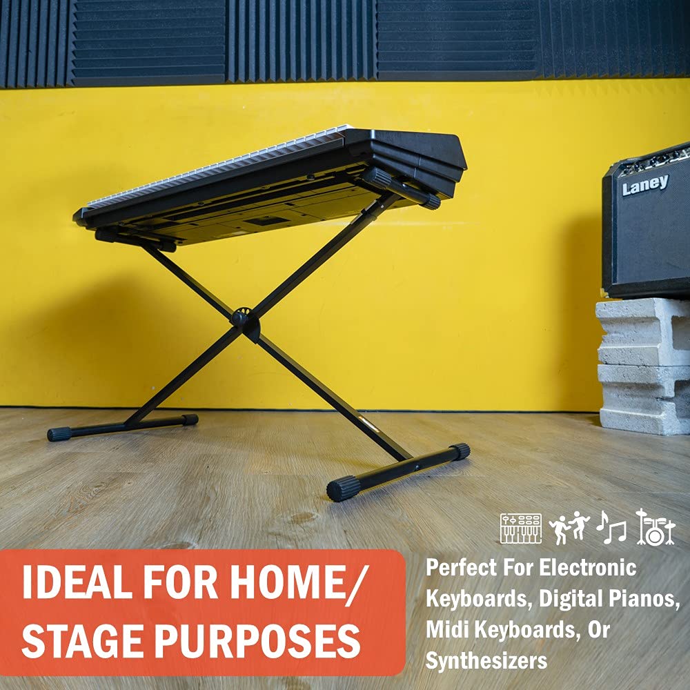 Stage Rocker Single-X Style Classic Folding Keyboard & Digital Piano Stand, Adjustable Width &