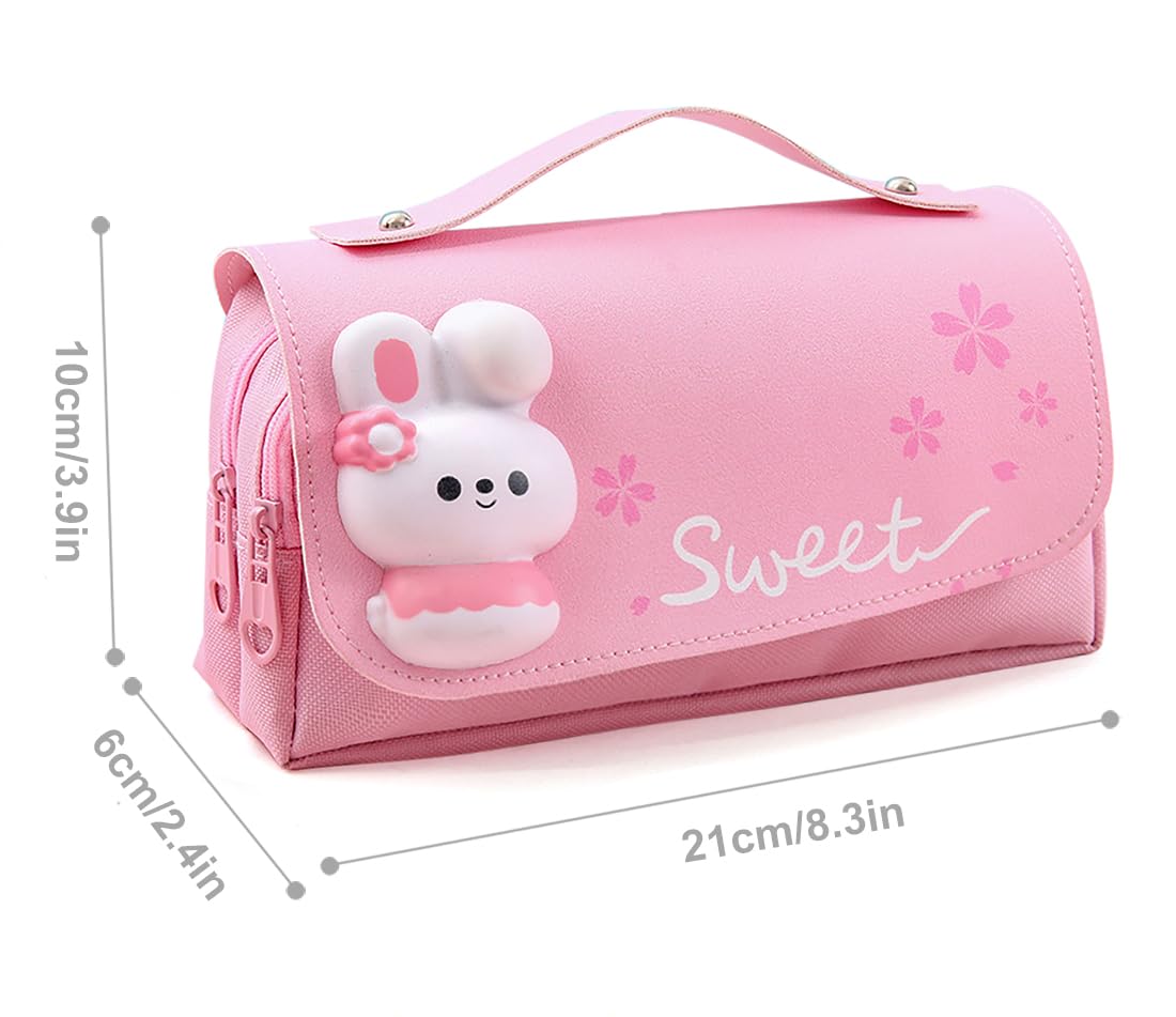MCWTH Pencil Case for Girls, Kids Large Capacity Cute Pencil Box with Compartments School Organizer