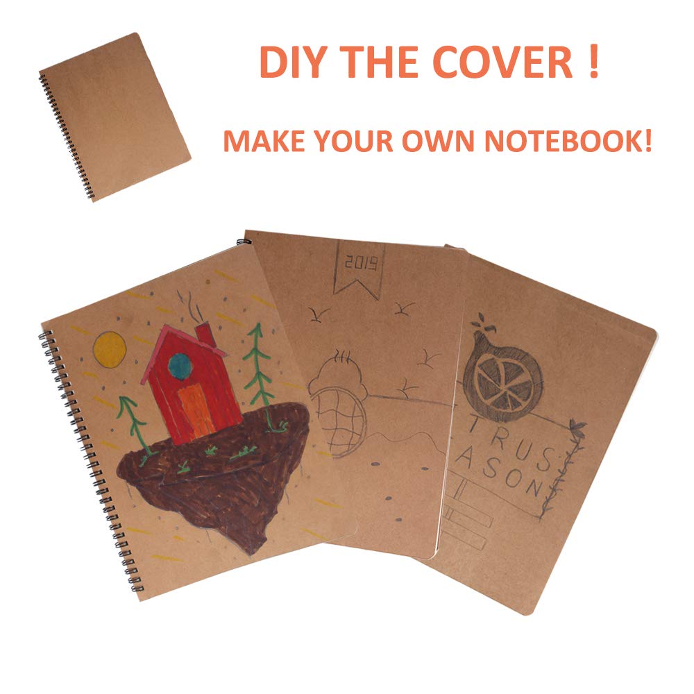 zmybcpack 3 Pack Spiral Blank Journal Notebook, 8 x 10.5 inch Sketchbooks