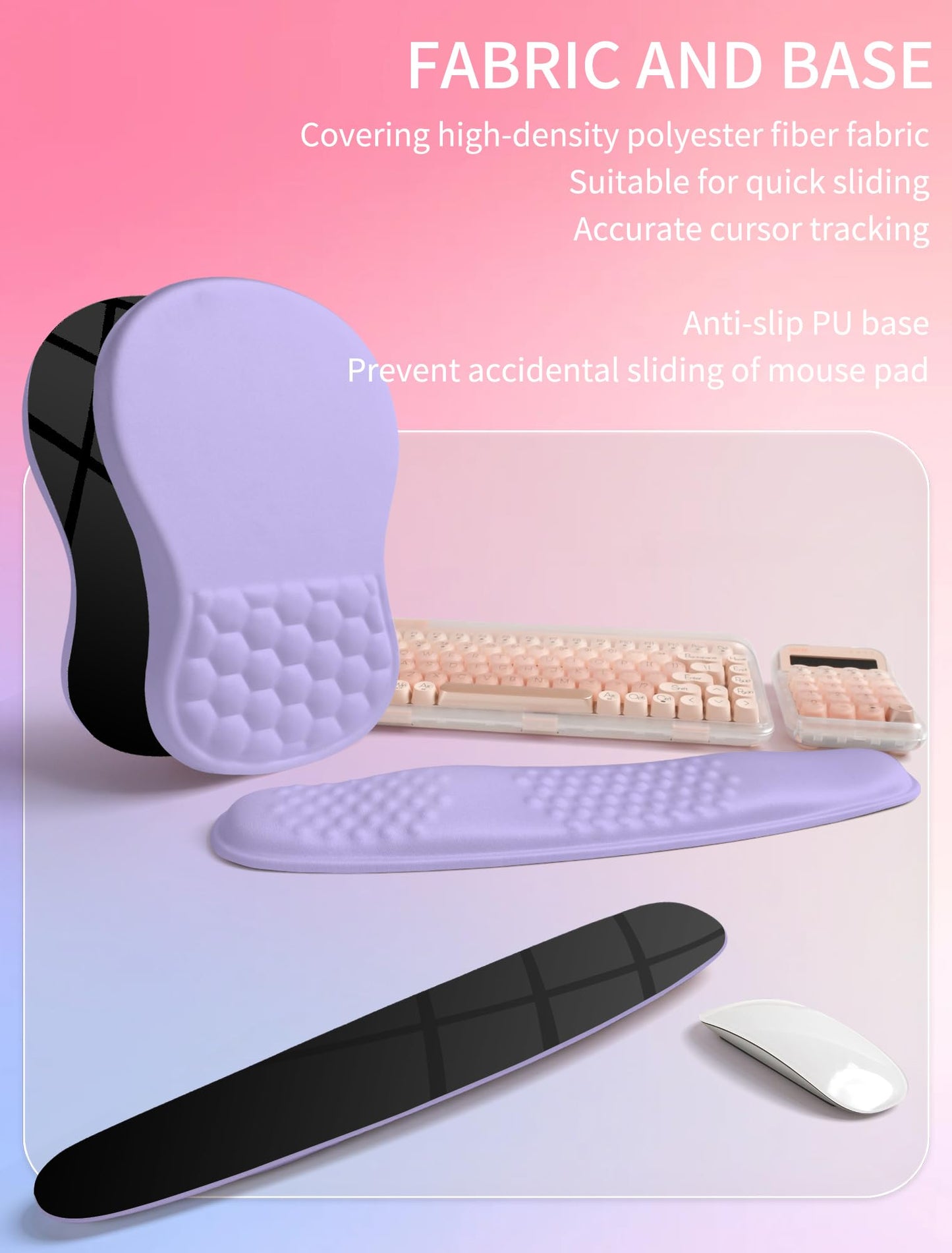 Hokafenle 2in1 Combination, Wave Keyboard Wrist Rest and Ergonomic Curvature Mouse Pad Wrist