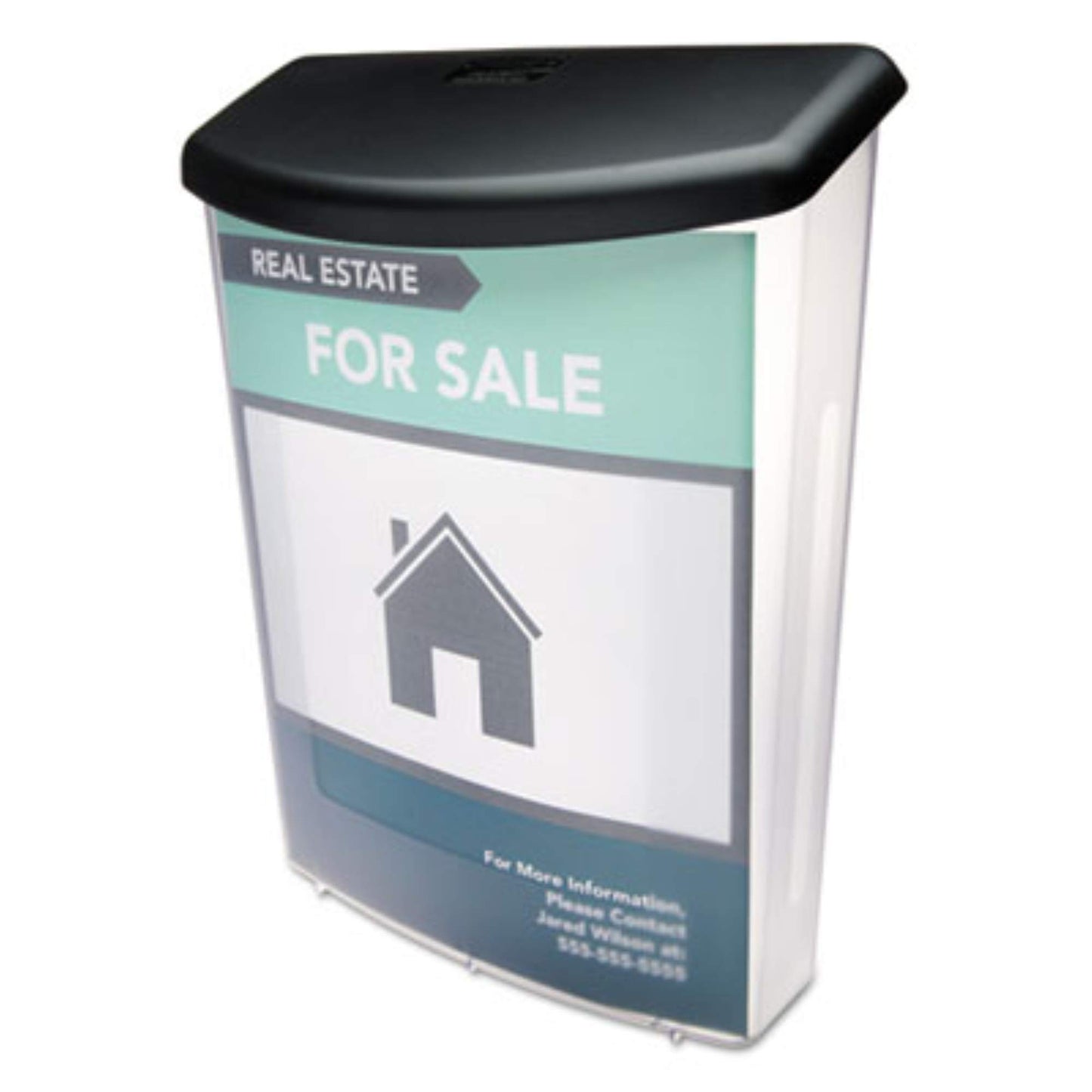 Deflecto 790901 Outdoor literature display box, clear with black lid, 10w x 4-1/2d x 13-1/8h
