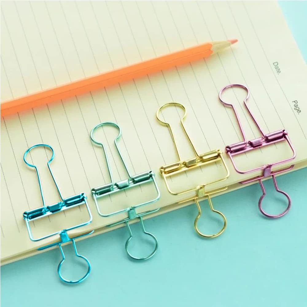 Small Binder Clips, 36 Pack, 3/4 Inch, Standard 19mm, Hollow Out Red Bronze, Capacity 0.31 Inch