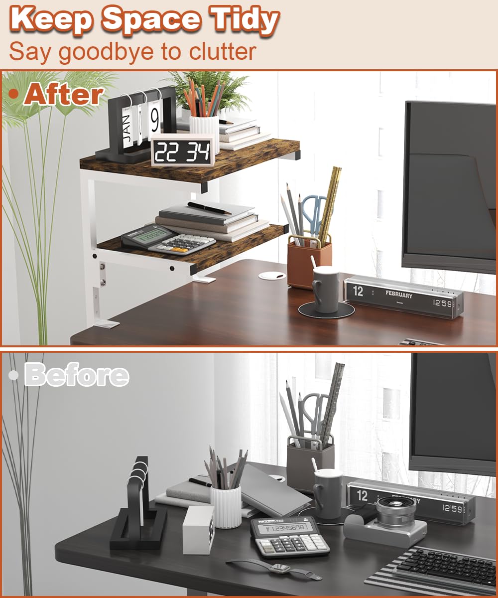 Mondazie 2-Tier Adjustable Desk Shelf Organization, White
