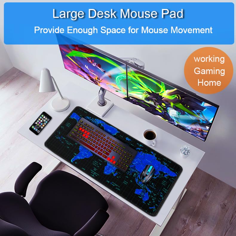 Gaming Mouse Pad, 31.5x15.7 inch Large Extended Computer Keyboard Mouse Mat, Water Resist Non-Slip
