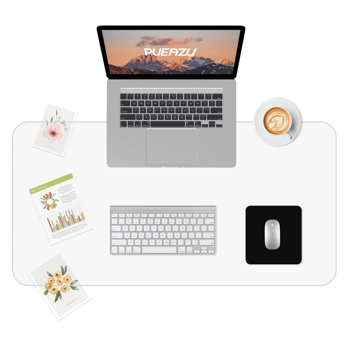PUEAZU Clear Desk Mat, 31.5"x15.7" inch Large PVC Desk Protector Pad, Waterproof Non-Slip Round