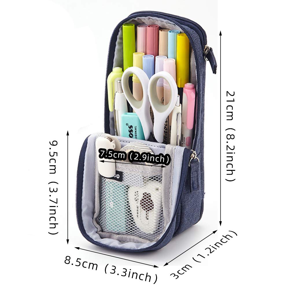 iSuperb Standing Pencil Case 2 Compartments Pencil Pouch Magnetic Mobile Phone Holder Bracket Pen