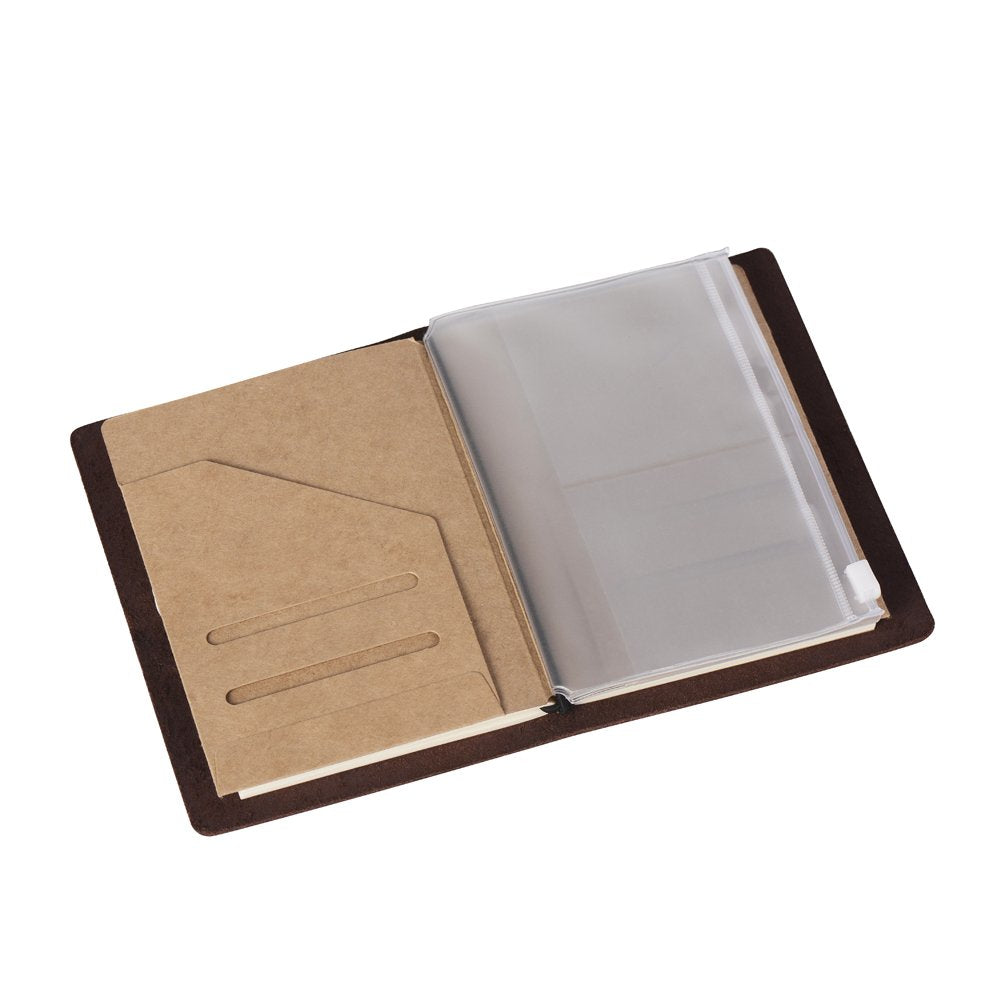 Zipper Case & Kraft Folder Refill Inserts for Passport Size Travelers Notebook, 3.5"x4.9"