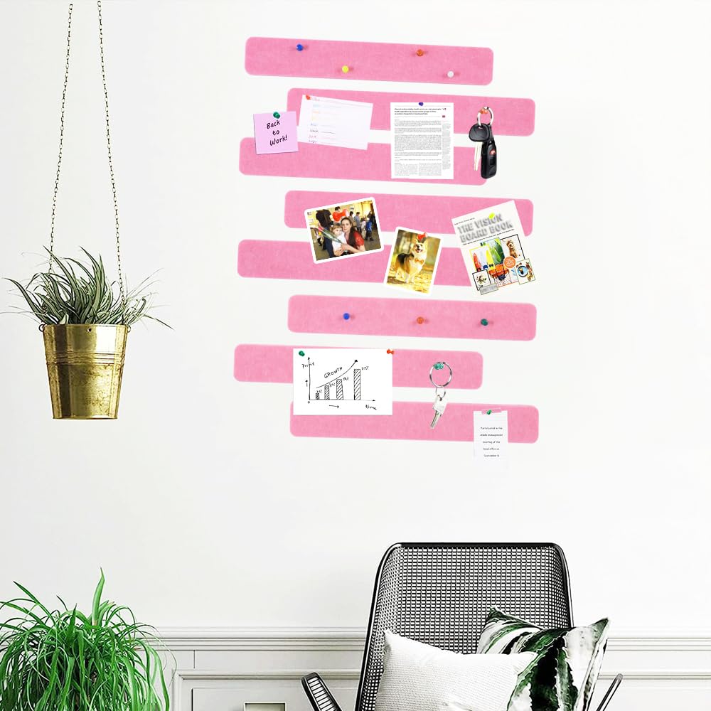 Vuzvuv 8Pcs Cork Bulletin Board Strips for Wall Office-Pink