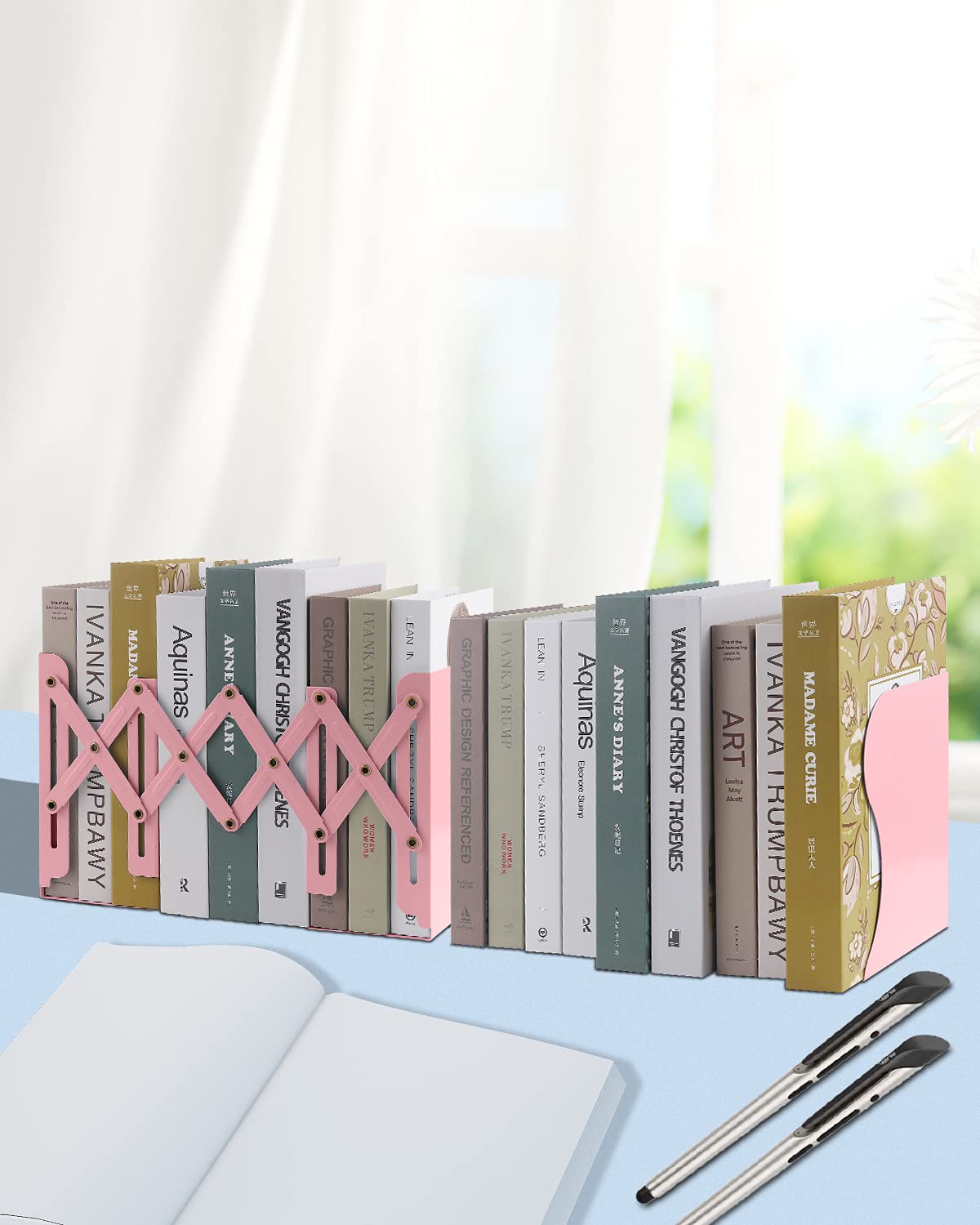 MSDADA Adjustable Bookends, Book Ends for Heavy Books, Expandable Book Organizer for Desk, Shelf