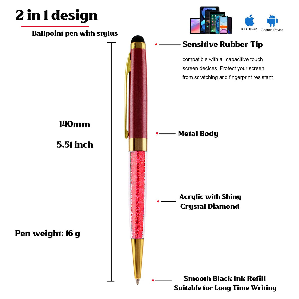Personalized Pens Beautiful Crystal-Gift for Colleague Friends Business