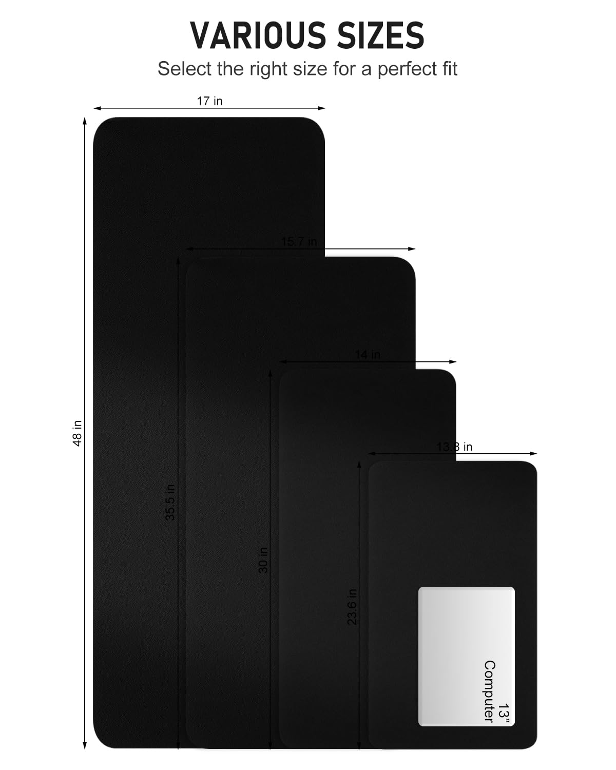 Niniubye Desk Pad, 48" x 17" PU Leather Non-Slip Desk Mat Large Mouse Pad for Desktop, Waterproof