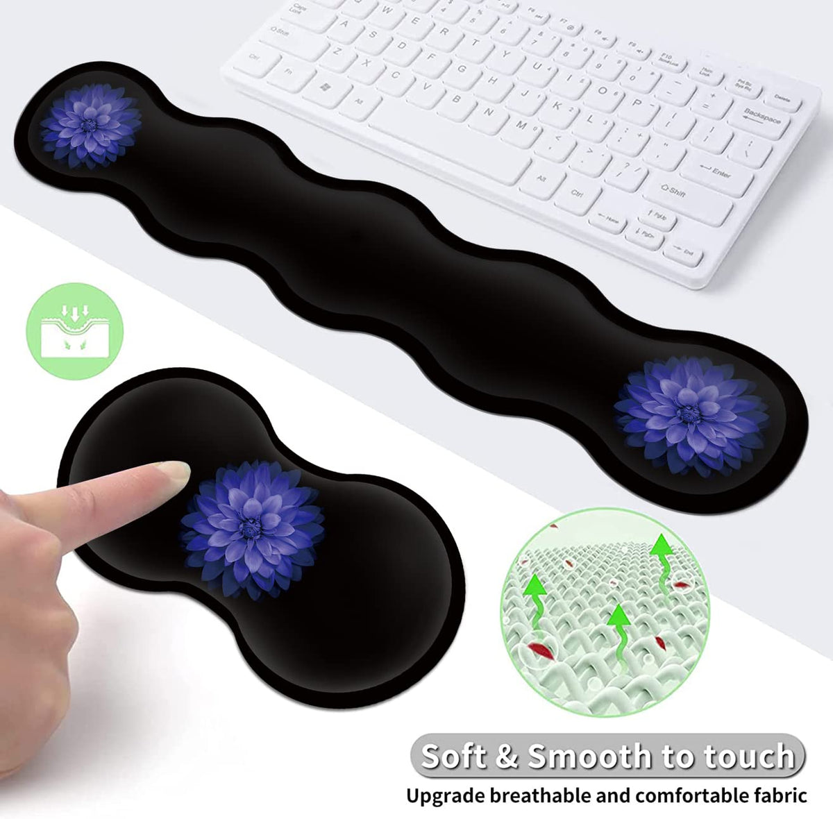 Ergonomic Mouse Pad Set, Desk Mat(31.5×11.8 in) + Keyboard Wrist Rest Support + Mouse Wrist Rest +