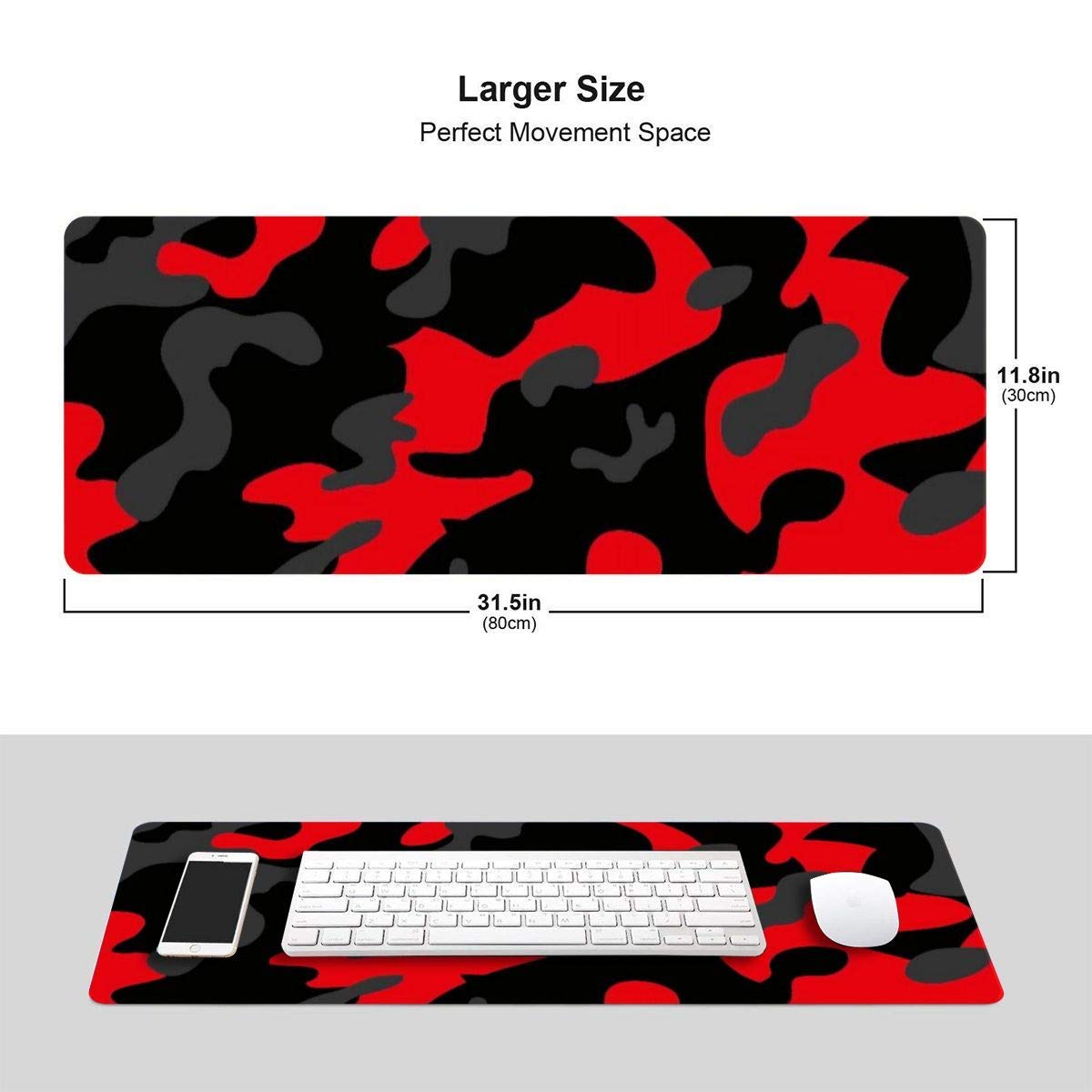 qazwsxedc Red and Black Camouflage Design Pattern XXL XL Large Gaming Mouse Pad Mat Long Extended
