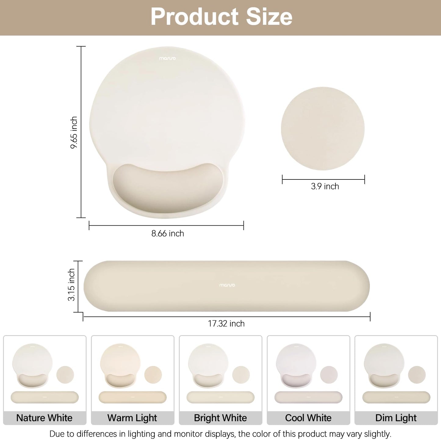 MOSISO Wrist Rest Support for Mouse Pad&Keyboard Set, Khaki