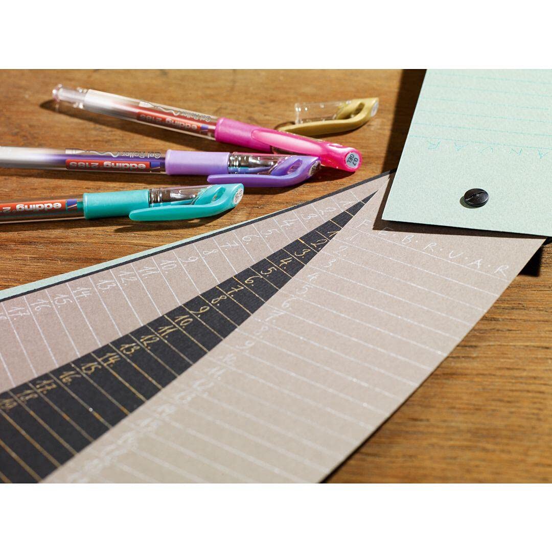 edding 2185 gelroller - goud, zilver, wit, blauw-metallic, pink-metallic - set van 5 - 0,7 mm
