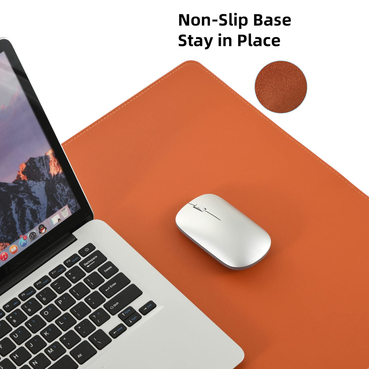 Wolaile PU Leather Desk Pad Blotter,Waterproof Orange Office Desk Mat for Women,Non-Slip Writing