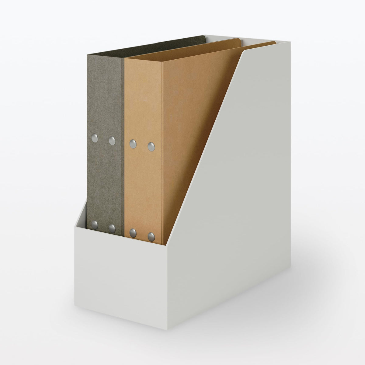 MUJI NCE45A3A Standing File Box with Recycled Polypropylene, Wide, White Gray, Approx. Width 5.9 x