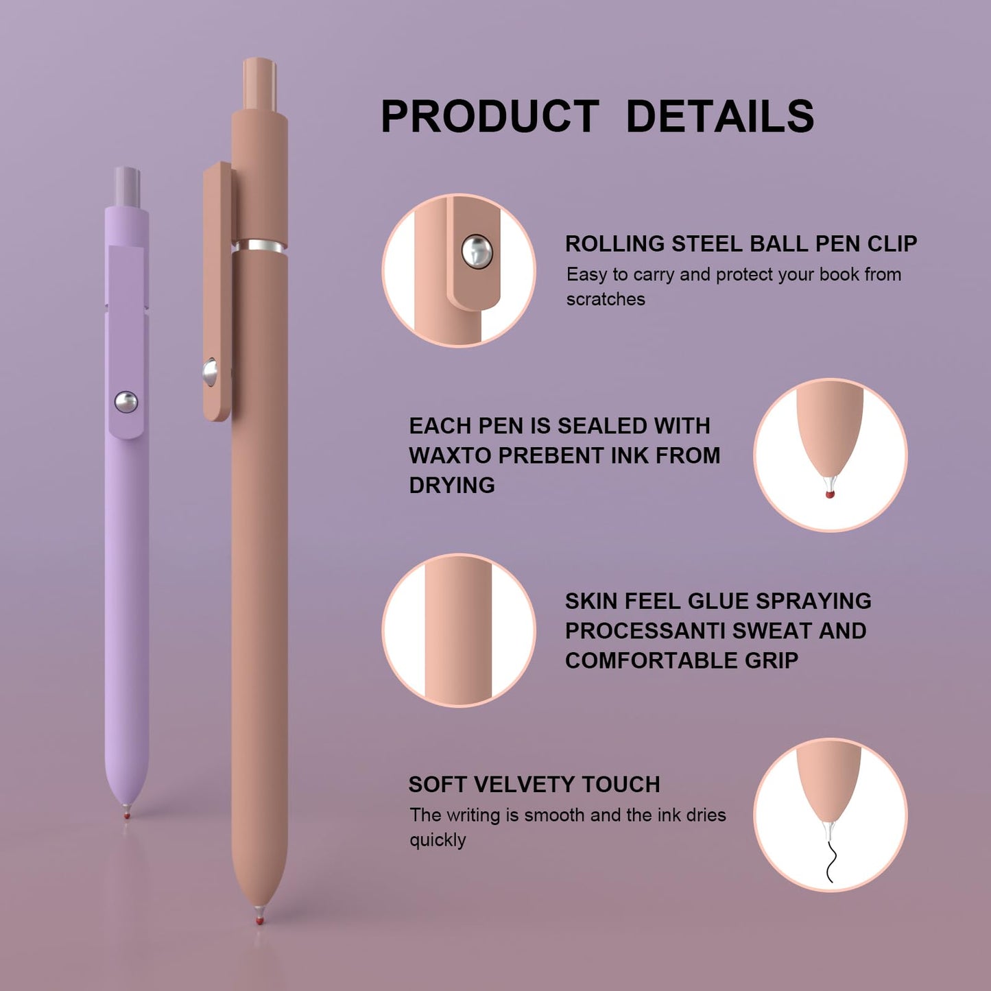 Morandi Gel Pen,0.5mm Quick Dry Black Ink,High-End Series Retractable Pens stationery for women &