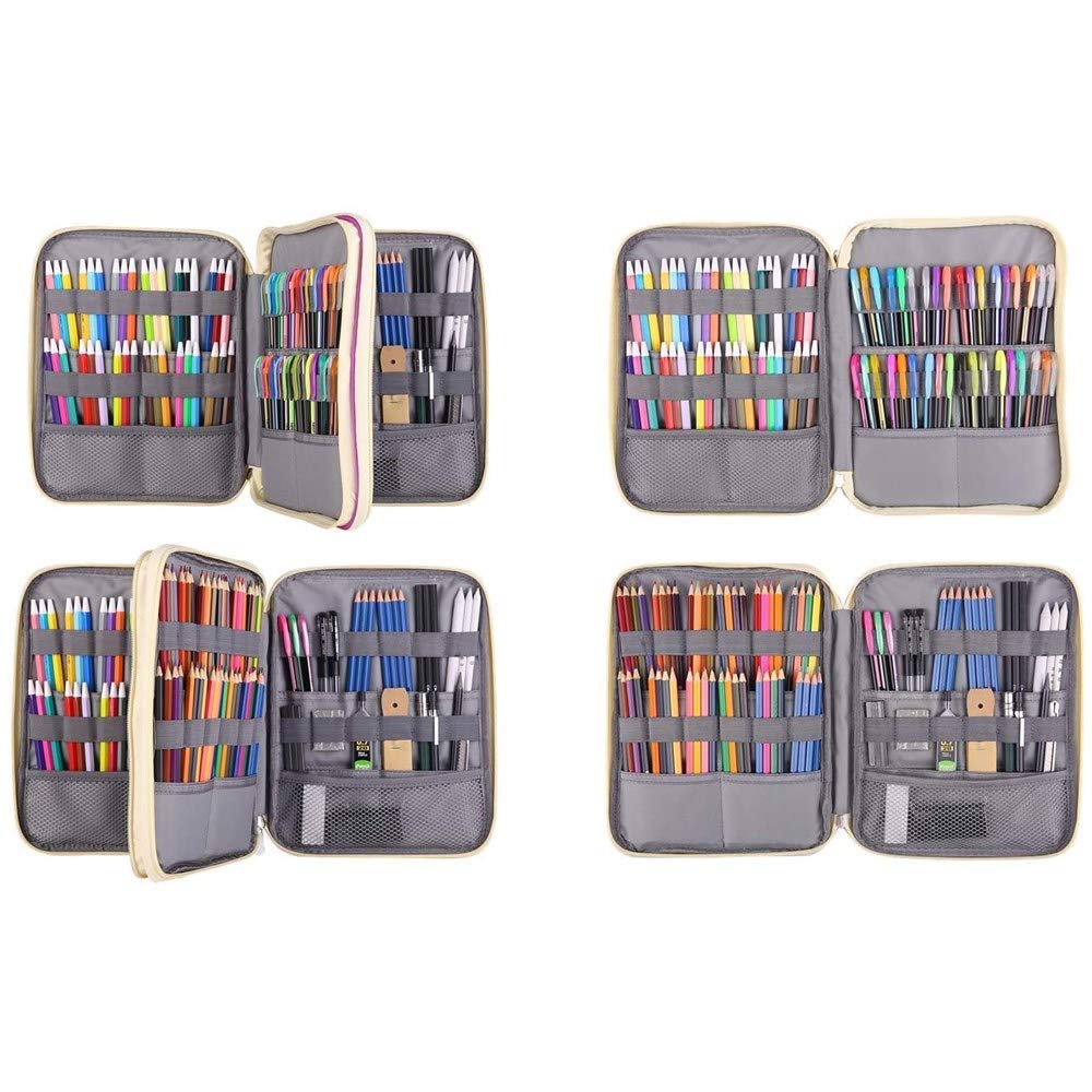 Shulaner Colored Pencil Case Slot Holds 192 Pencils or 144 Gel Pens with Zipper Closure Large