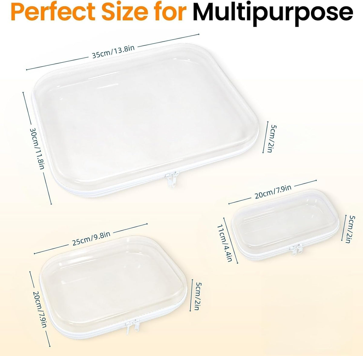 Rdttlv Thickened Clear Hard Shell Zipper Case,Professional-Grade Plastic Clear Zipper Pencil Case