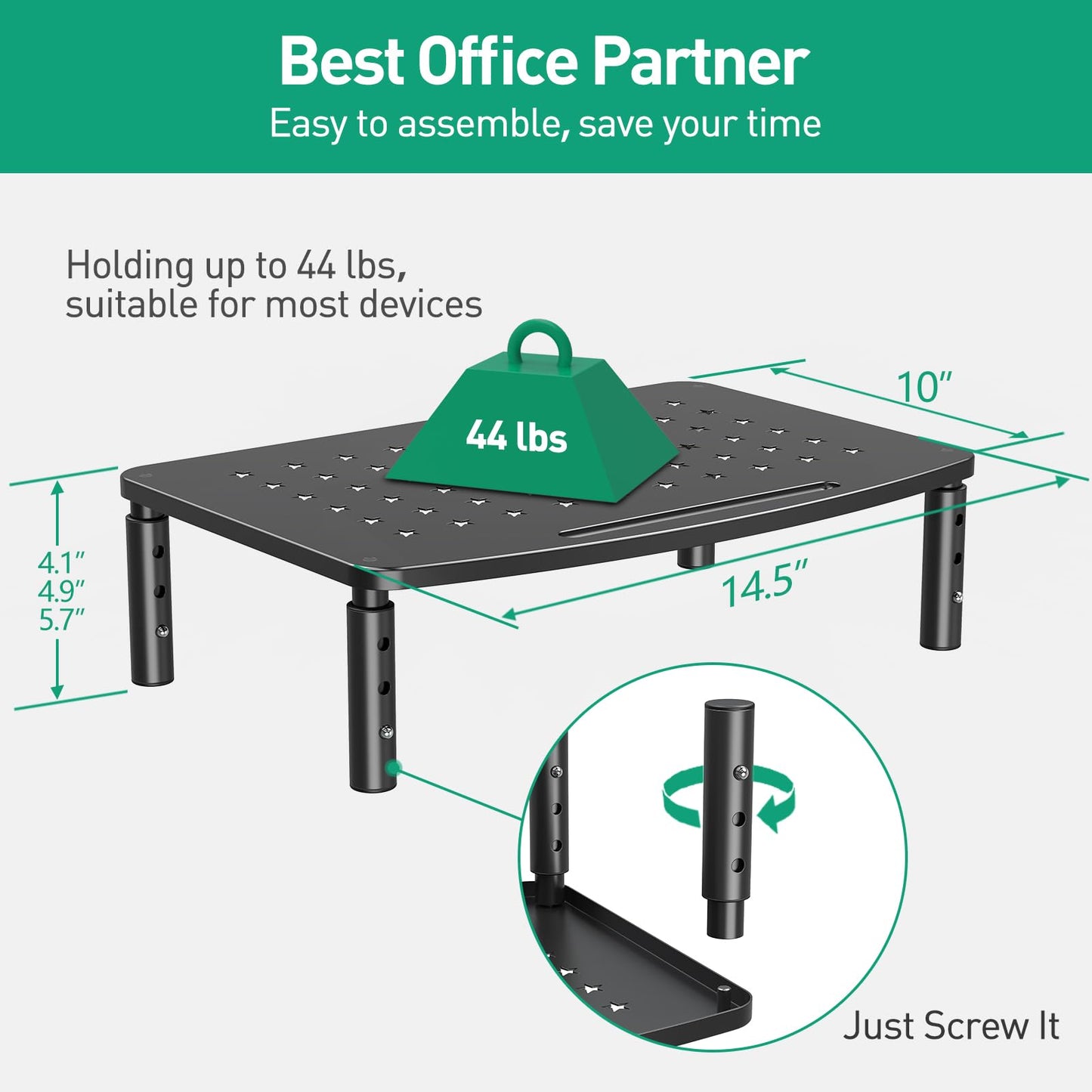 Zimilar 2 Pack Monitor Stands Risers, 3 Height Adjustable Monitor Riser