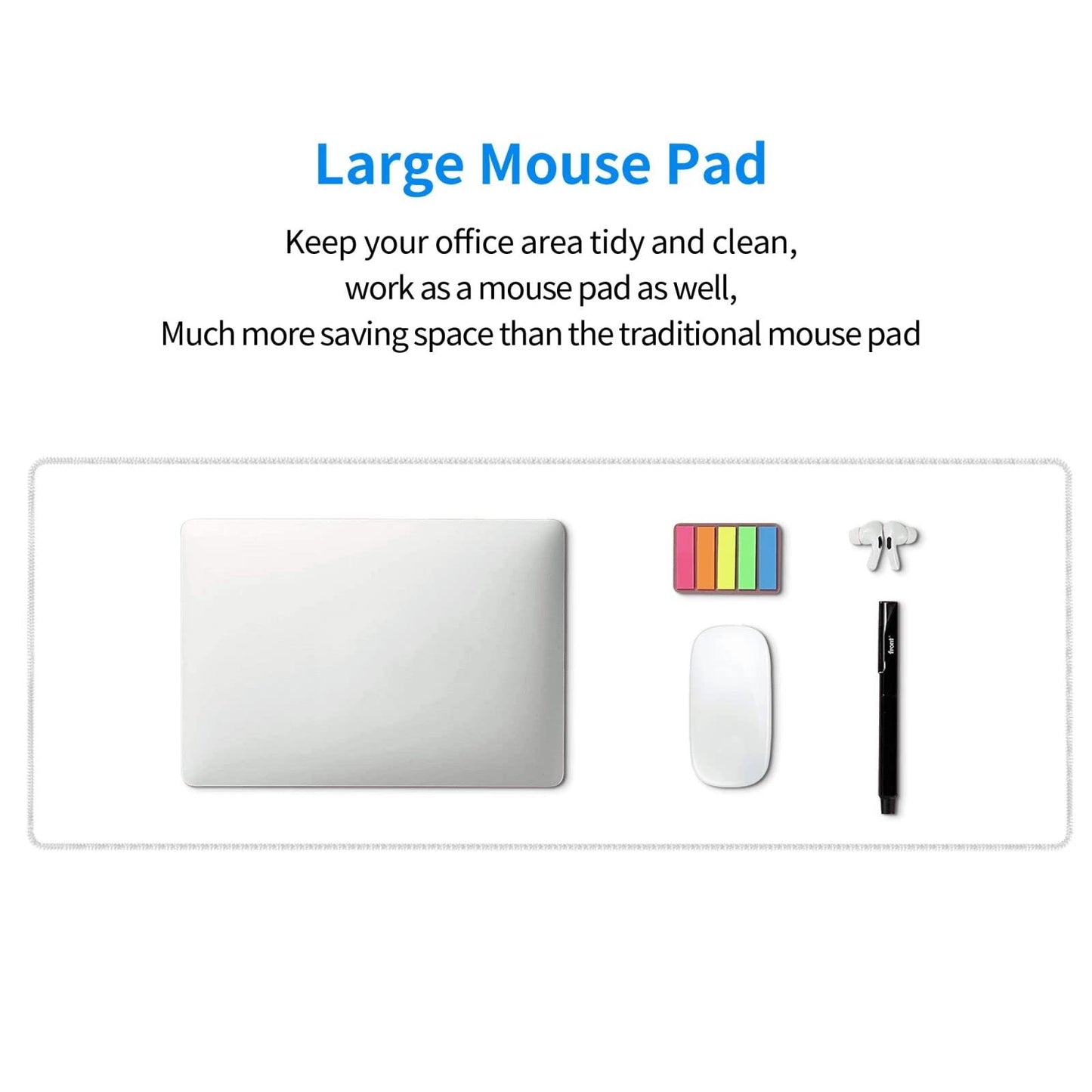 White Mouse Pad Extended Large Gaming Mousepad XL Big Long Oversized Desk Mat Stitched Edges 31.5 X