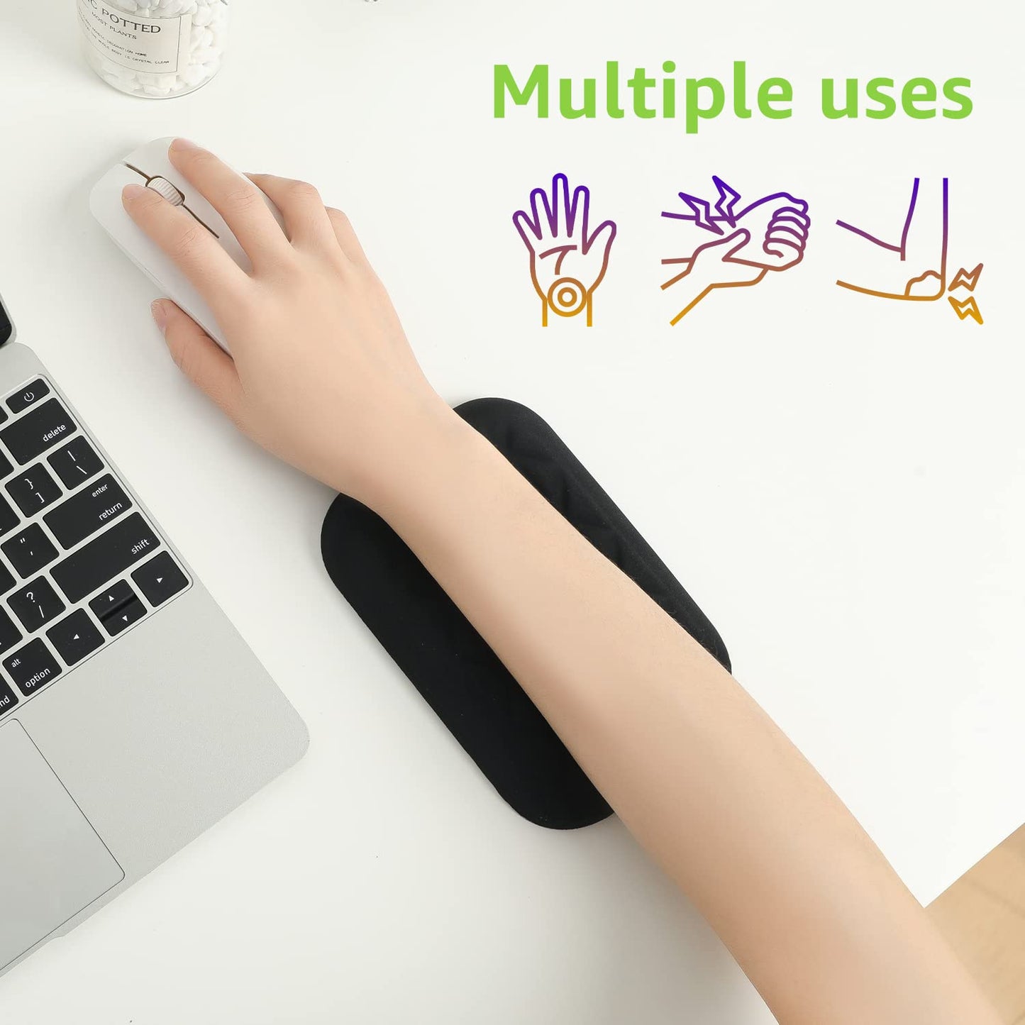 LargeLeaf Ergonomic Wrist & Elbow Rest Pad for Desk with Memory Foam & Non-Slip Base, Relieve Elbow