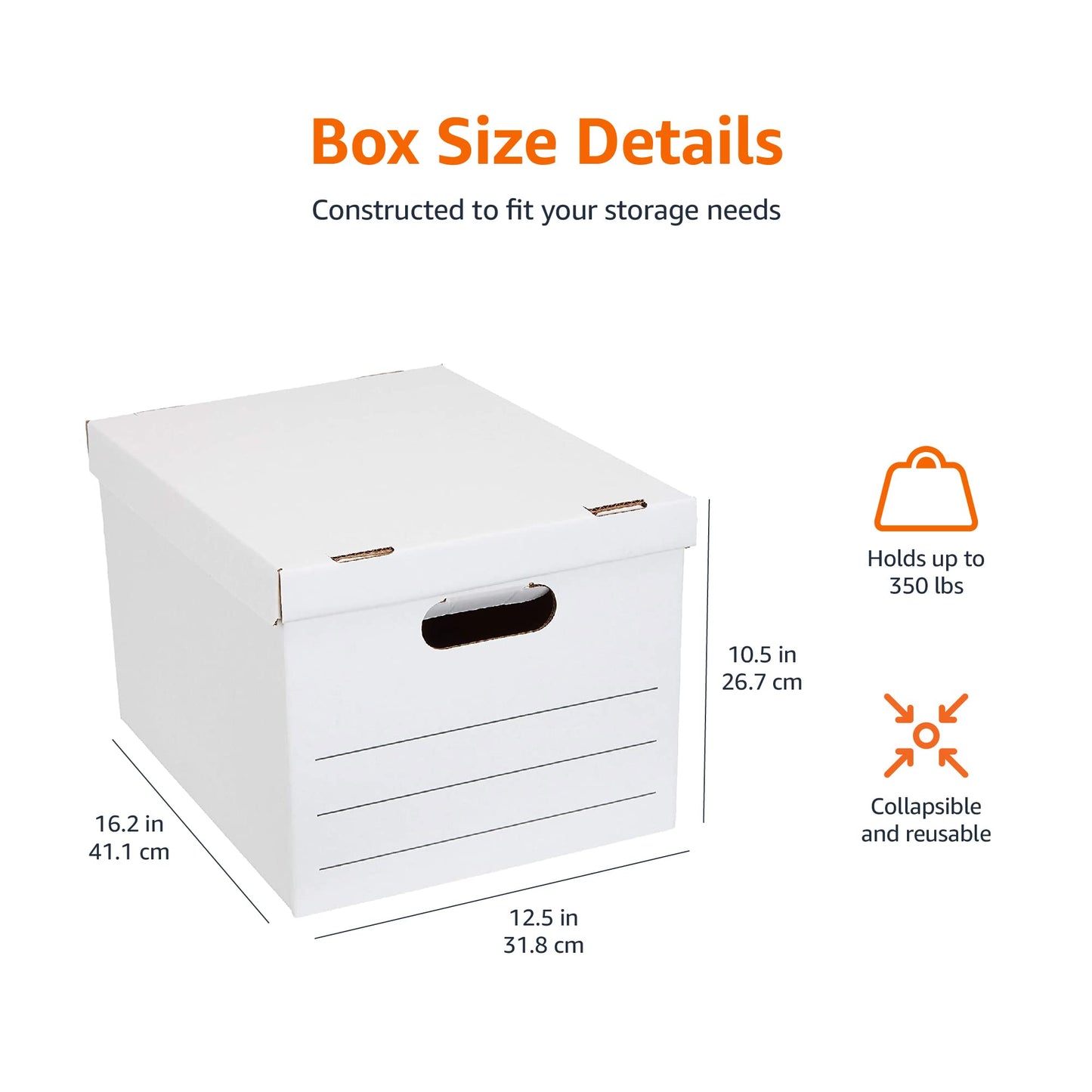 Amazon Basics Storage/Filing Boxes with Lift-Off Lid, Letter/Legal Size, Collapsible, Tape-Free