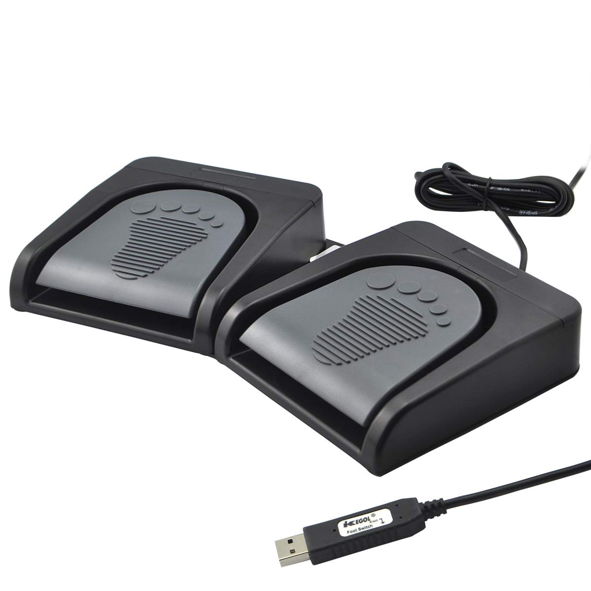 iKKEGOL Upgraded USB Double Pedal Assembly 2 Foot Switch Control 2 Key Button Footswitch Program