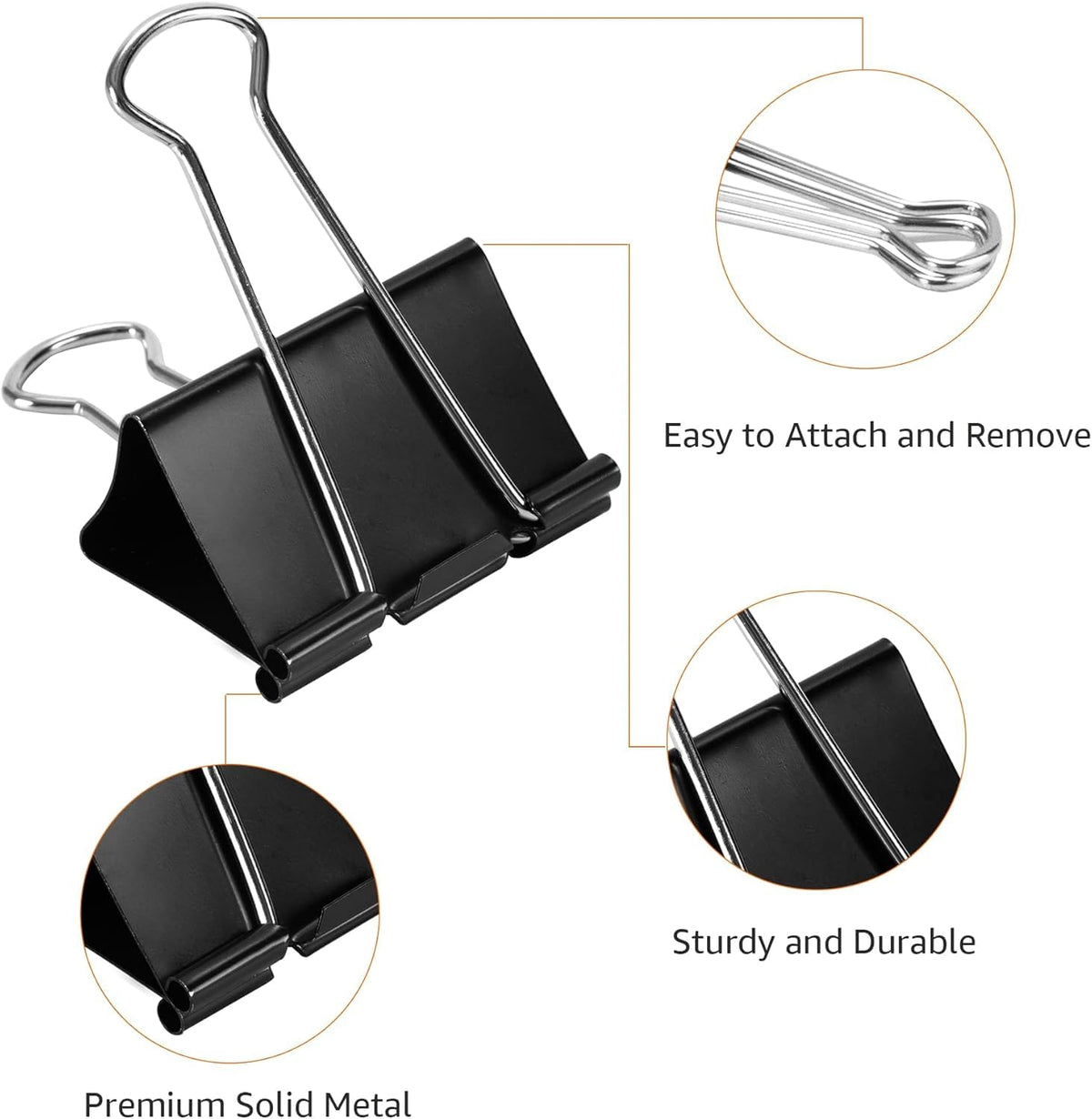 Amazon Basics Sturdy Binder Clips, Office Supplies, Small 0.75 in, Document Organizing, School