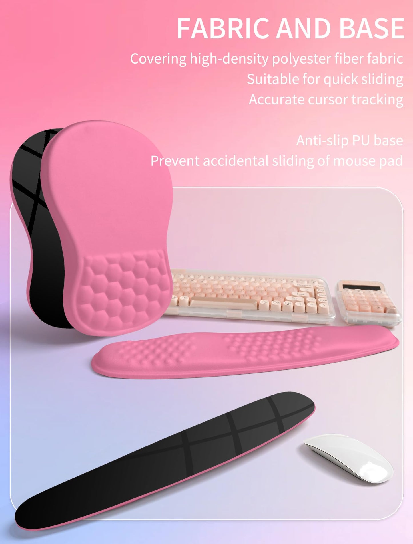 Hokafenle 2in1 Combination, Wave Keyboard Wrist Rest and Ergonomic Curvature Mouse Pad Wrist