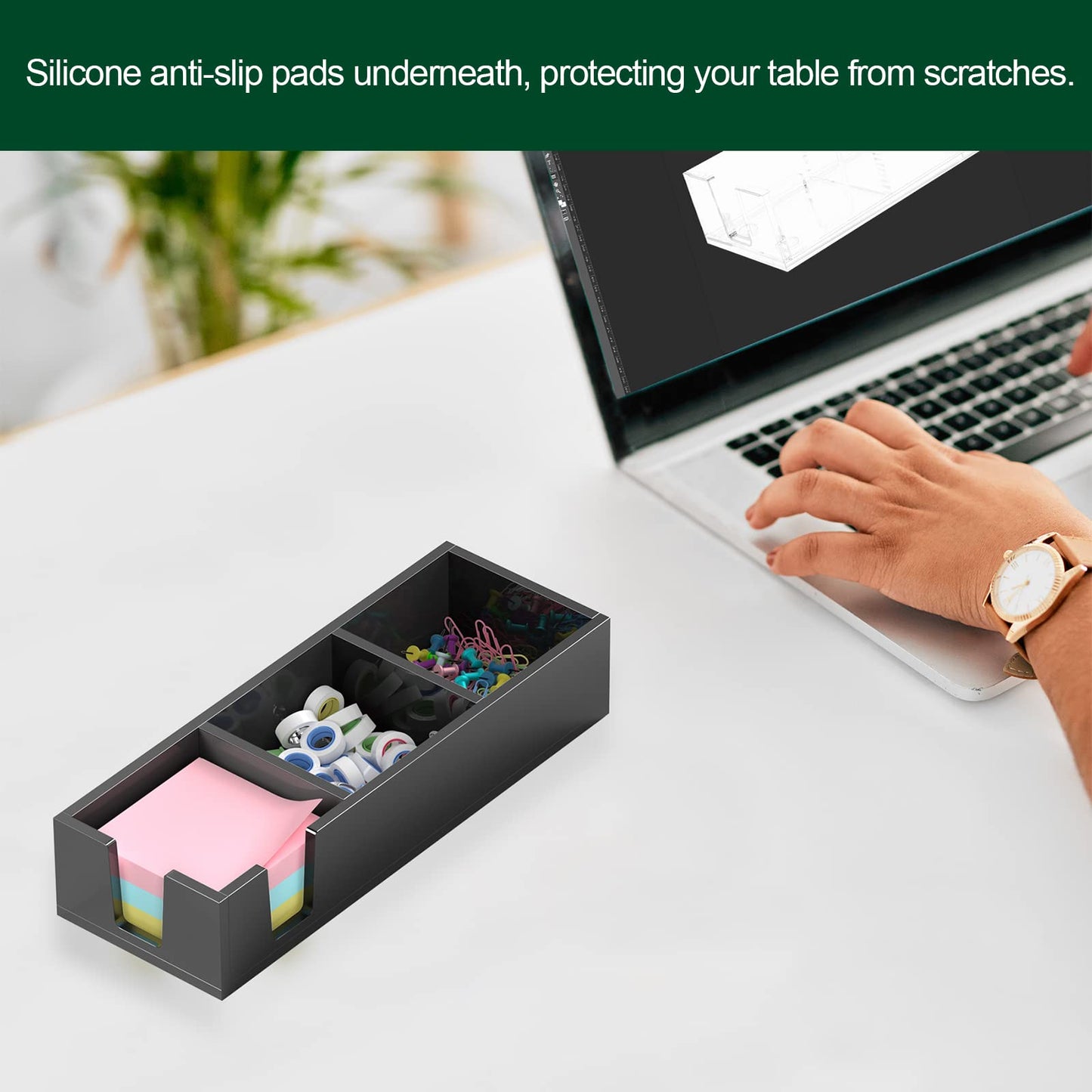 BOSSCASA Acrylic Sticky Note Holder, Self-Stick Note Pad Holder W/O Pads - Note Dispenser Memo Pad
