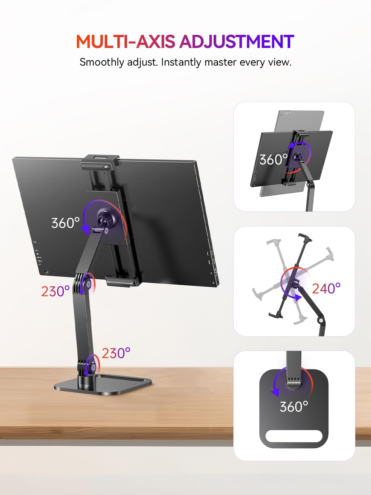 UPERFECT Portable Monitor & Tablet Stand, Heavy-Duty Carbon Steel Mount
